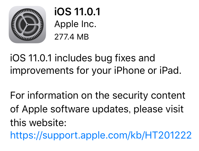 iOS 11.0.1